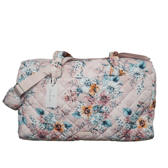Vera Bradley Peach Blossom Bouquet Large Travel Duffel Bag Weekender Twill NWT - Picture 4 of 12